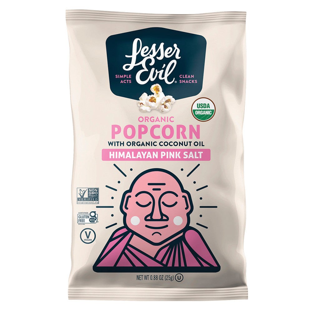 Wholesale Lesser Evil Organic Himalayan Pink Salt Popcorn 0.88 Oz Bag- Bulk