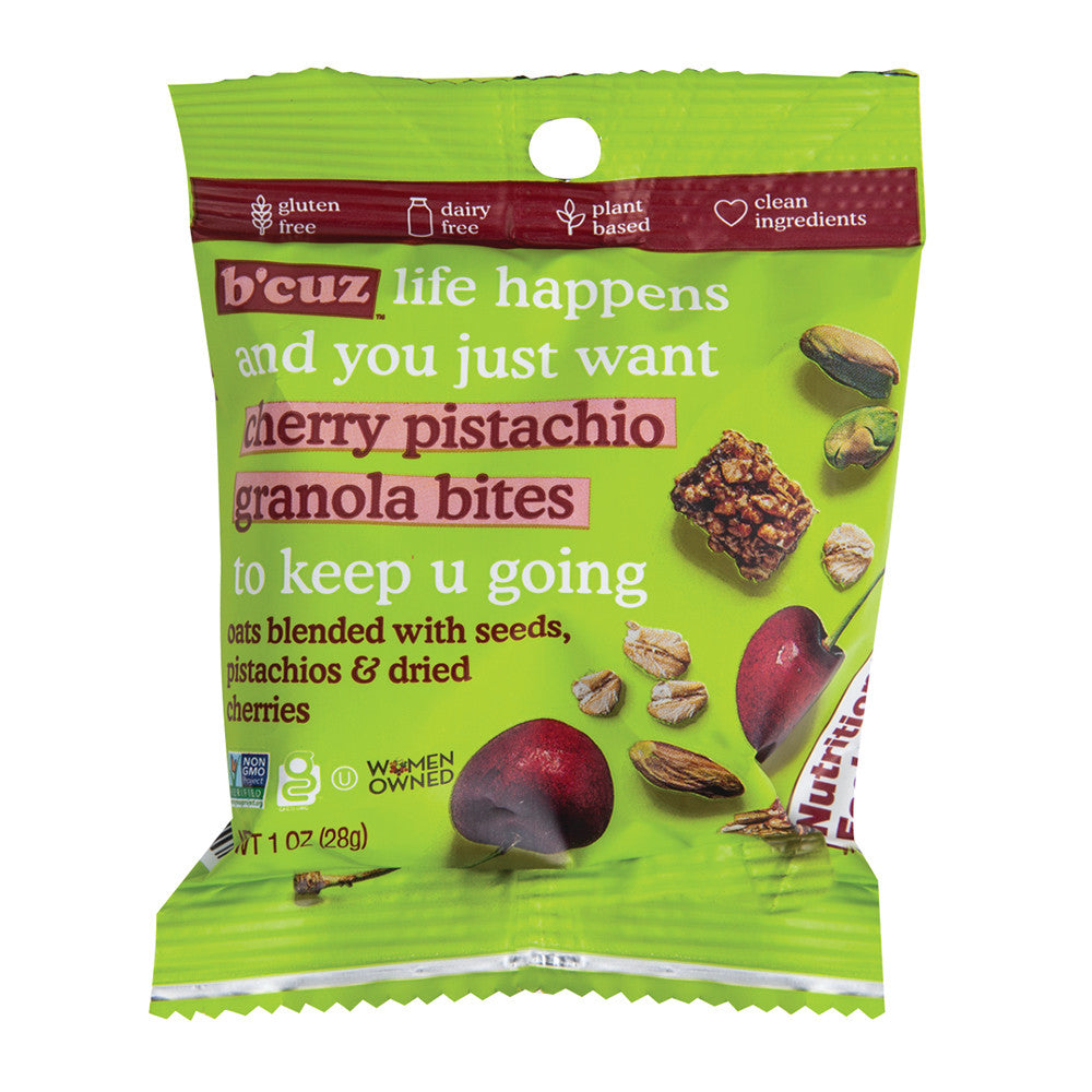 Wholesale B'Cuz Cherry Pistachio Granola Bites 1 Oz Peg Bag- Bulk