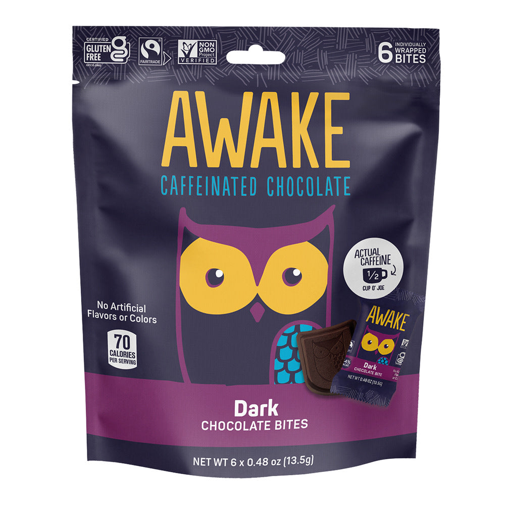Wholesale Awake Dark Chocolate Bites 2.9 Oz Peg Bag- Bulk