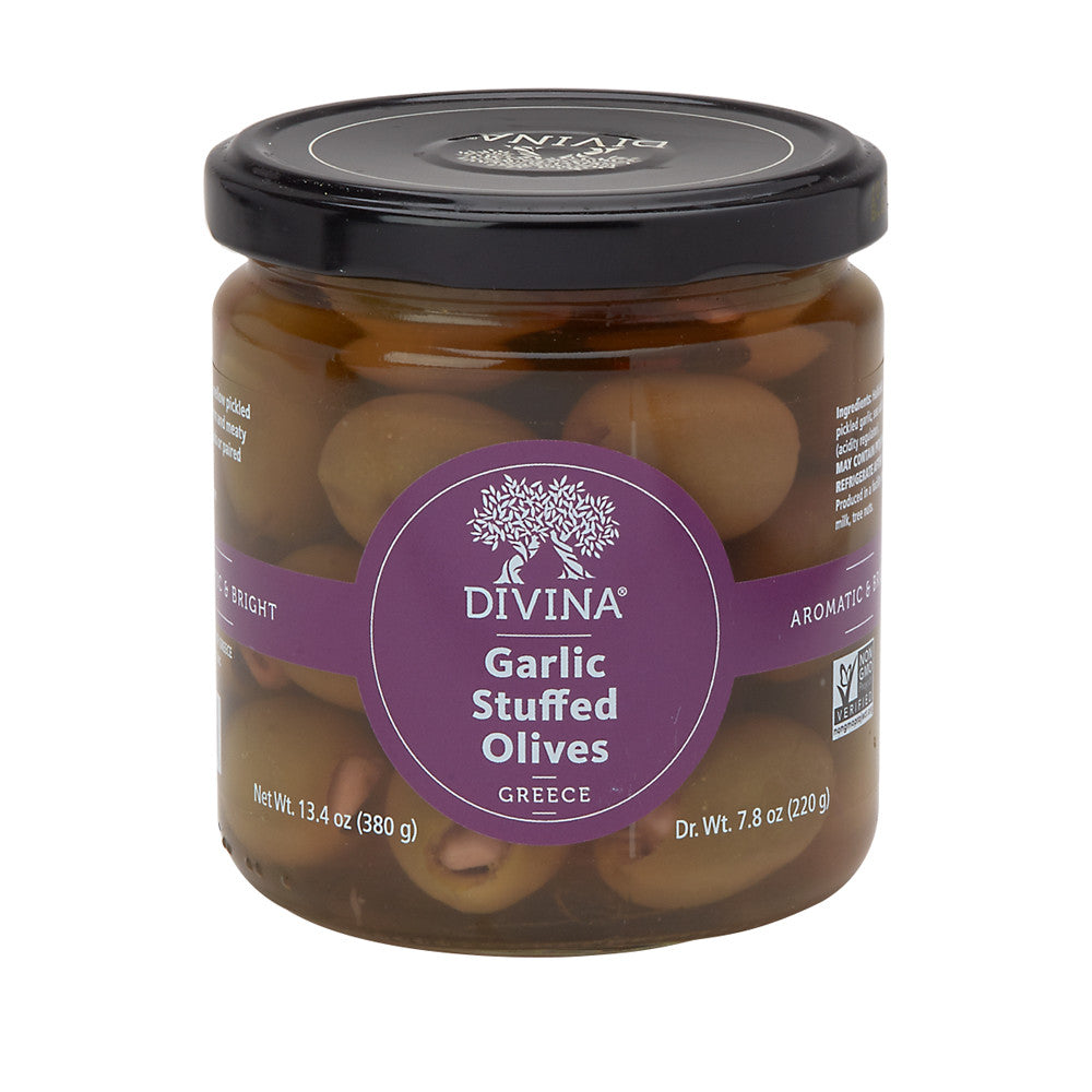 Wholesale Divina Garlic Stuffed Olives 7.8 Oz Jar- Bulk