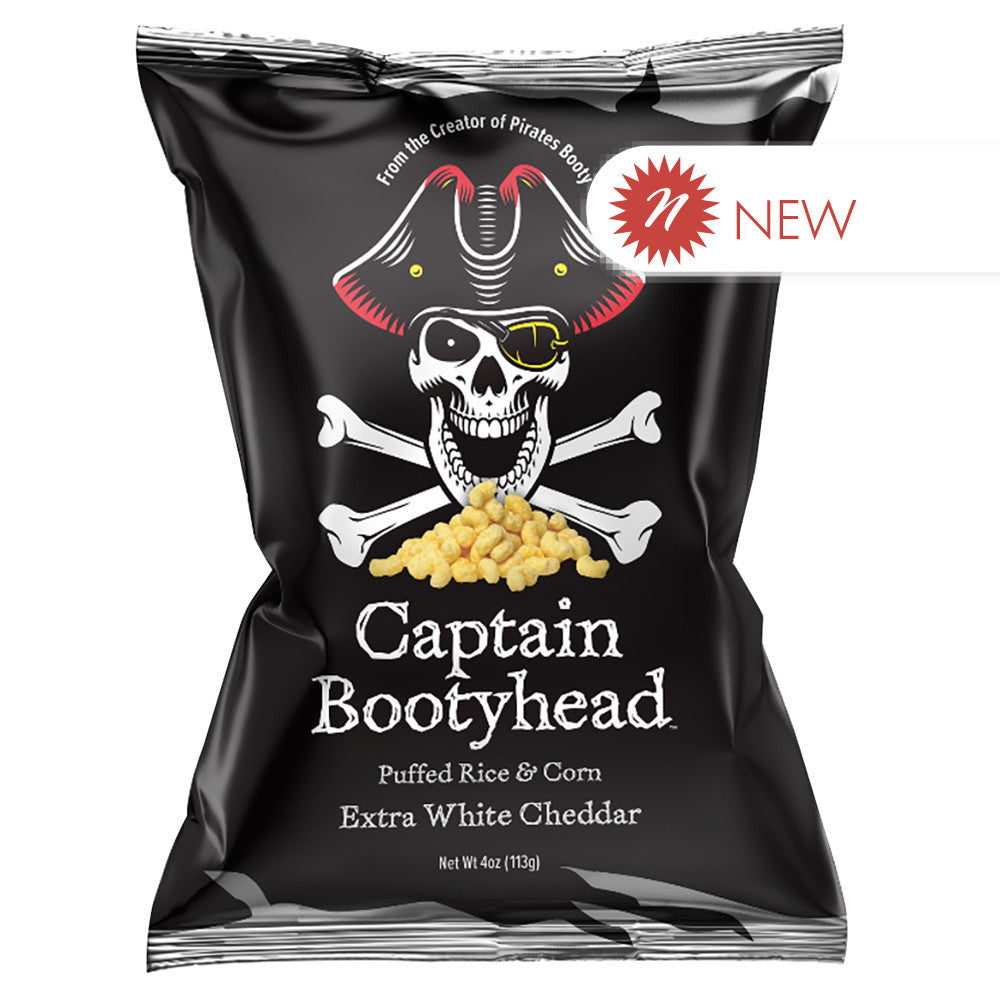 Wholesale Captain Bootyhead Extra White Cheddar Puffed Rice & Corn 4 Oz Bag- Bulk