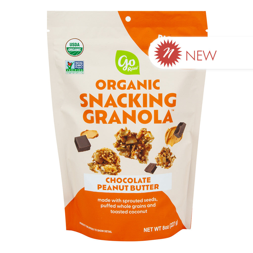 Wholesale Go Raw Chocolate Peanut Butter Snacking Granola 8 Oz Bag- Bulk
