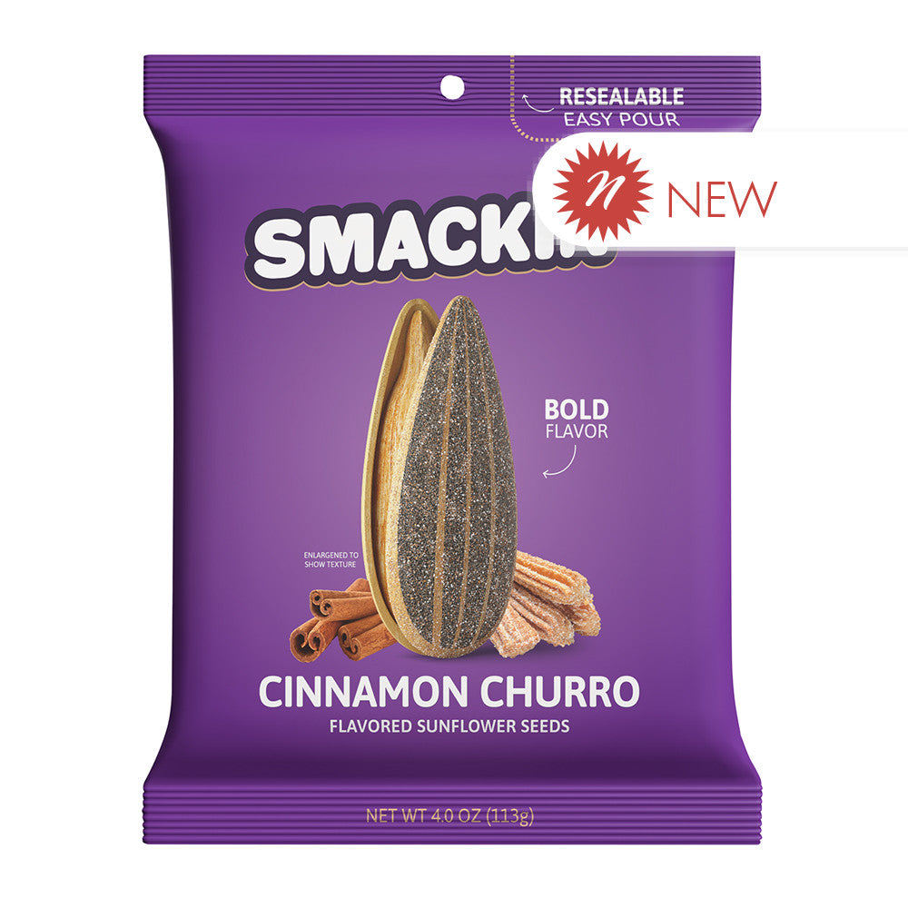 Wholesale Smackin' Cinnamon Churro Sunflower Seeds 4 Oz Bag- Bulk