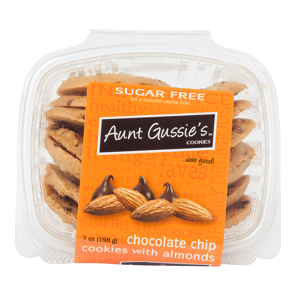 Aunt Gussie'S Sugar Free Chocolate Chip Cookies With Almonds 7 Oz Tub