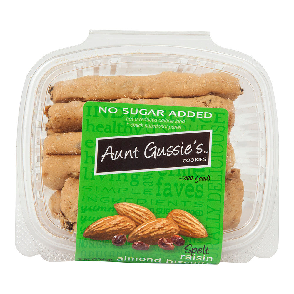 Wholesale Aunt Gussie'S No Sugar Added Spelt Raisin Almond Biscuits 8 Oz Tub- Bulk