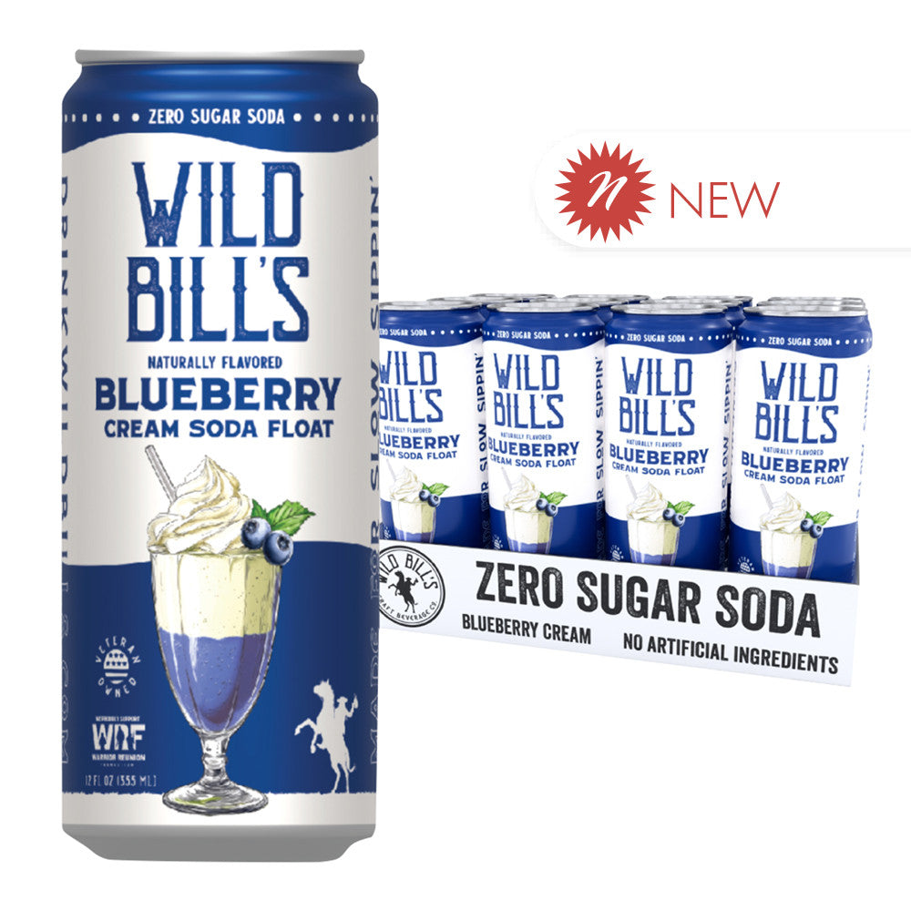 Wholesale Wild Bill'S Zero Sugar Blueberry Cream Soda Float 12 Oz Can- Bulk