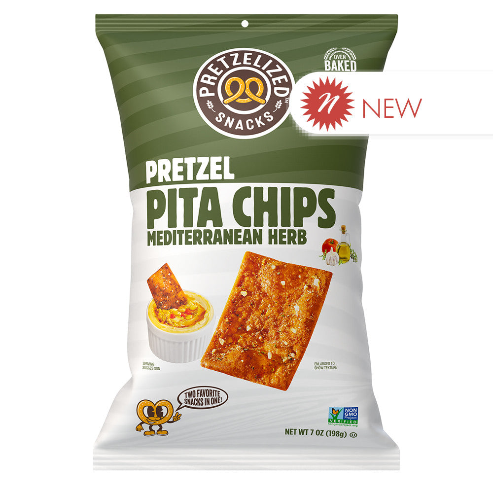 Wholesale Pretzelized - Pretzel Pita Chips Meditern - 7Oz- Bulk