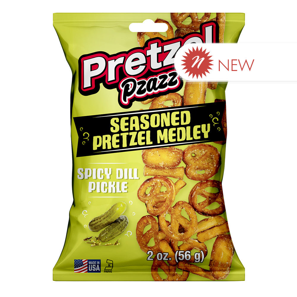 Wholesale Pretzel Pzazz Spicy Dill Pickle Seasoned Pretzel Medley 2 Oz Bag- Bulk