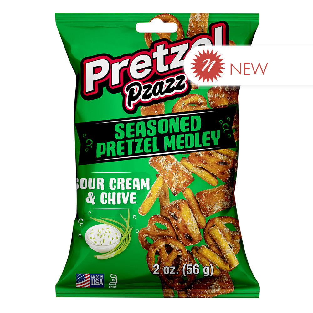 Wholesale Pretzel Pzazz Sour Cream & Chive Seasoned Pretzel Medley 2 Oz Bag- Bulk