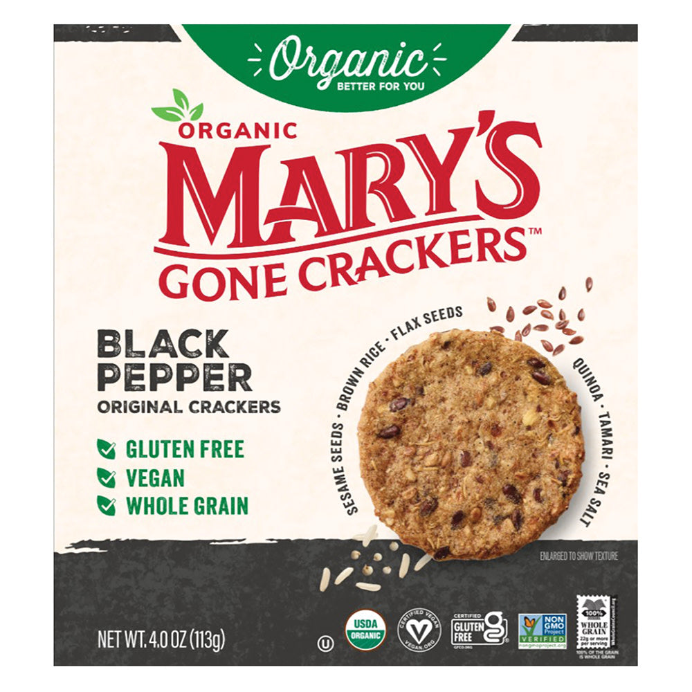 Wholesale Marys Gone Crackers - Black Pepper - 4Oz- Bulk
