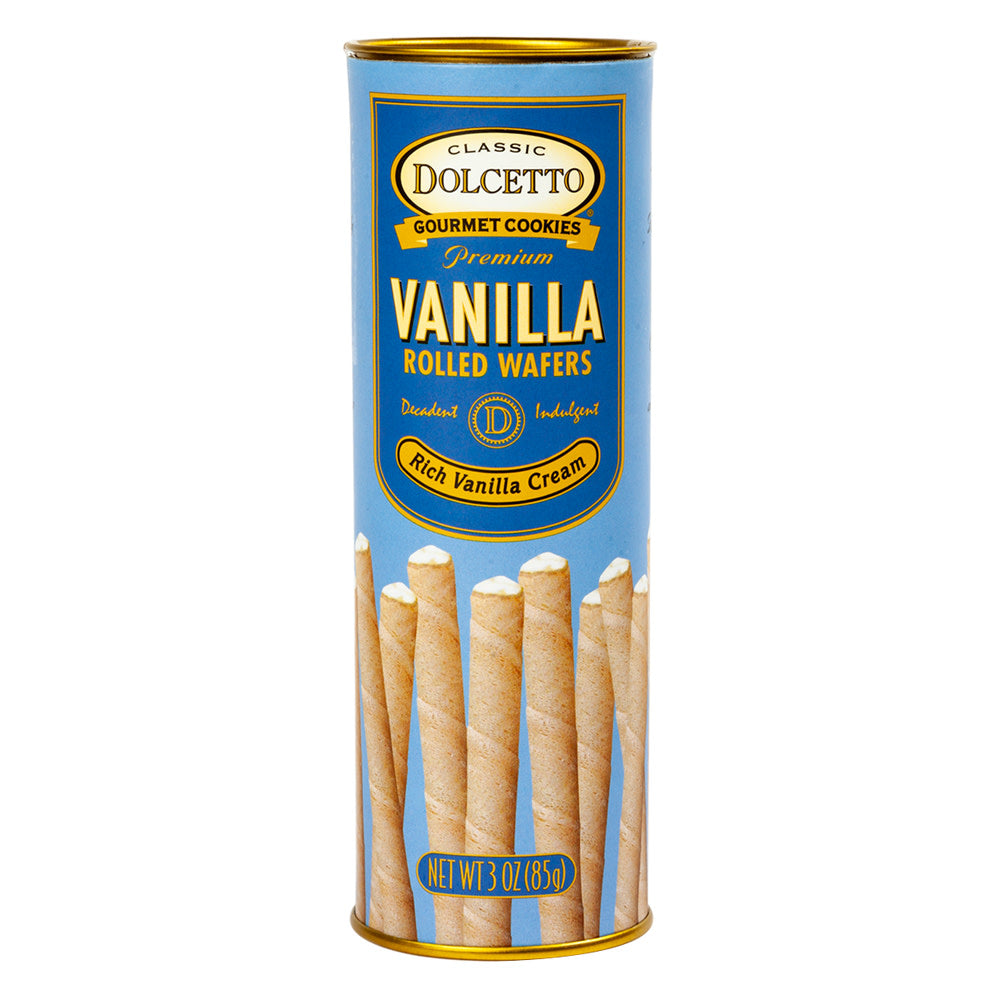 Wholesale Dolcetto Vanilla Wafer Rolls 3 Oz Canister- Bulk