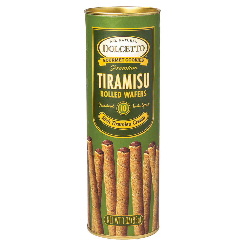Wholesale Dolcetto Tiramisu Rolled Wafers 3 Oz Canister- Bulk