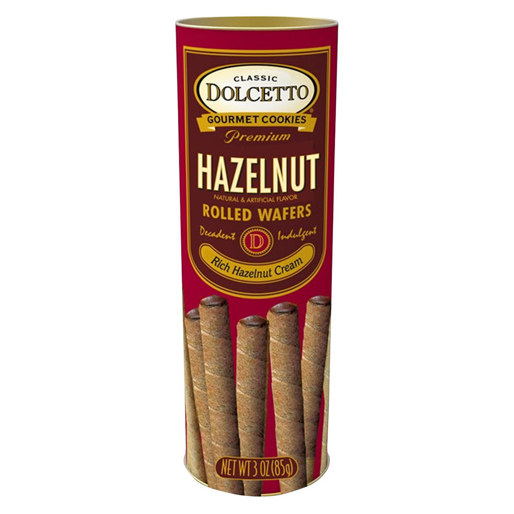 Wholesale Dolcetto Hazelnut Wafer Rolls 3 Oz Canister- Bulk