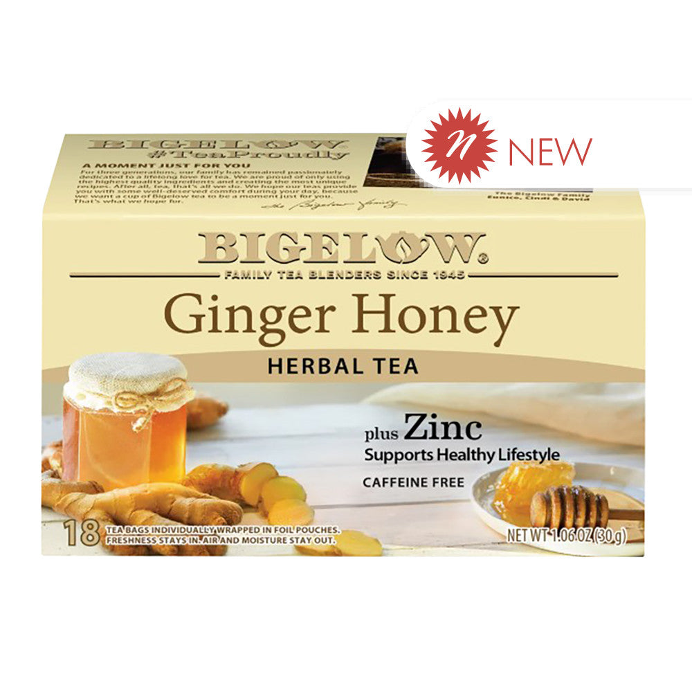 Wholesale Bigelow - Ginger Honey Zinc Herbal Tea - 18Ct - Pk6- Bulk