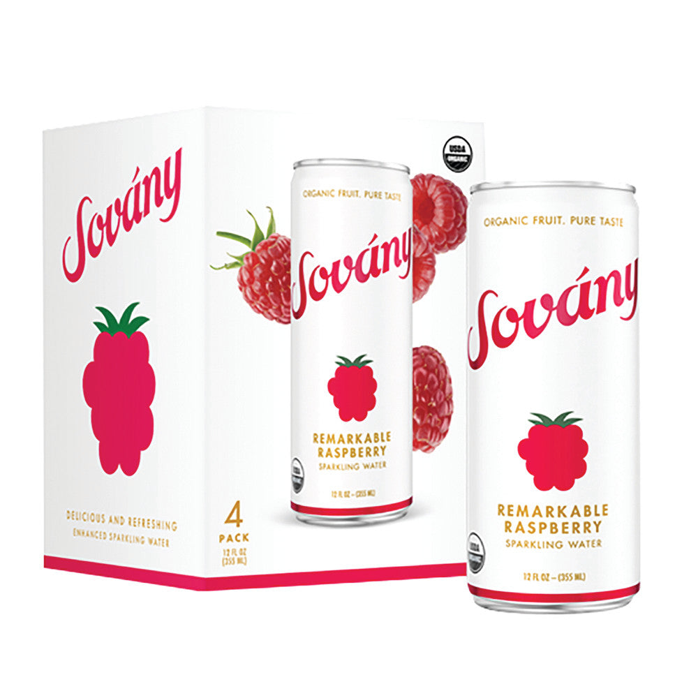 Sovany Organic Raspberry Sparkling Water 12 Oz Can