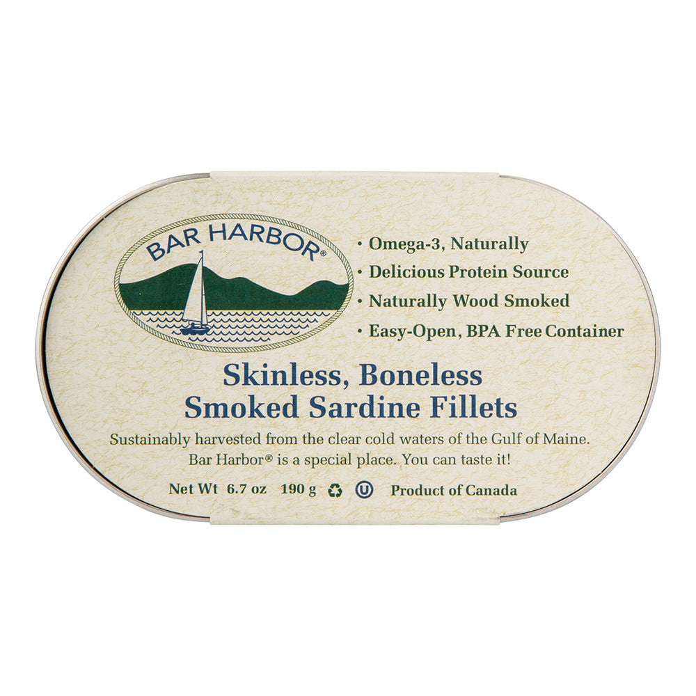 Bar Harbor Skinless, Boneless Smoked Sardine Fillets 6.7 Oz Can