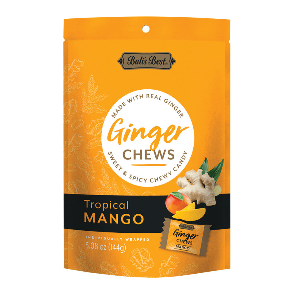 Wholesale Bali'S Best Tropical Mango Ginger Chews 5.08 Oz Pouch- Bulk