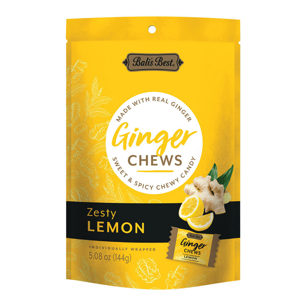 Wholesale Bali'S Best Zesty Lemon Ginger Chews 5.08 Oz Pouch- Bulk