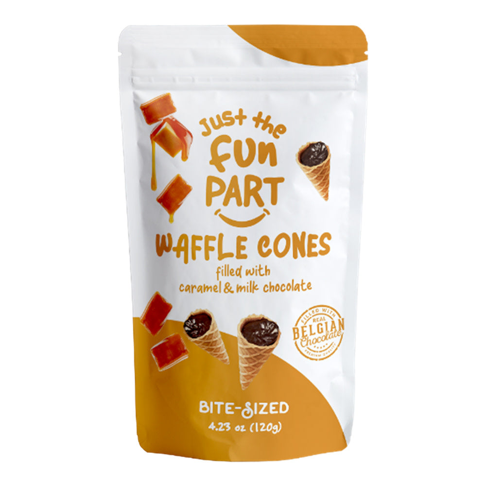 Wholesale Just The Fun Part Caramel Milk Chocolate Waffle Cones 4.23 Oz Bag- Bulk