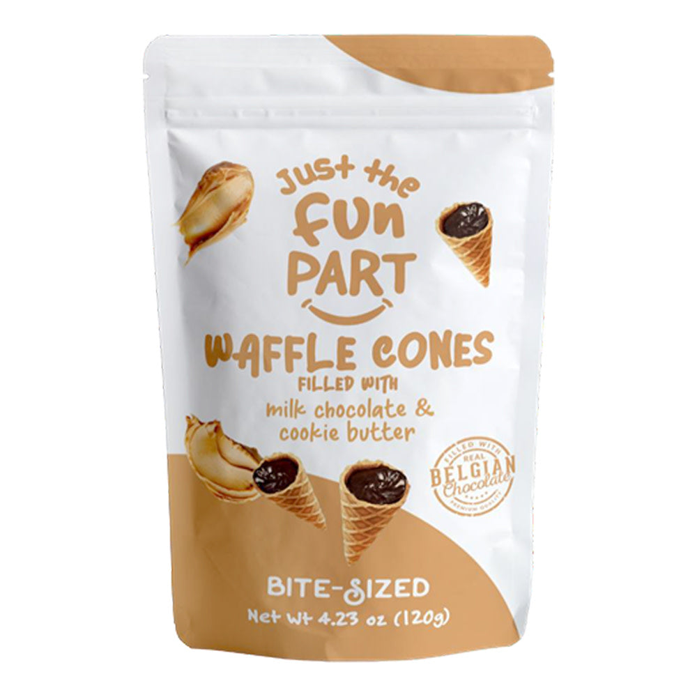 Wholesale Just The Fun Part Cookie Butter Milk Chocolate Waffle Cones 4.23 Oz Bag- Bulk