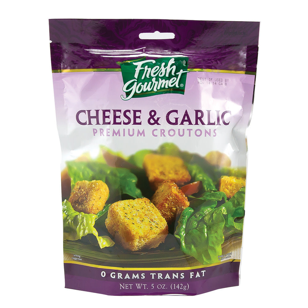 Wholesale Fresh Gourmet Cheese & Garlic Croutons 5 Oz Pouch- Bulk