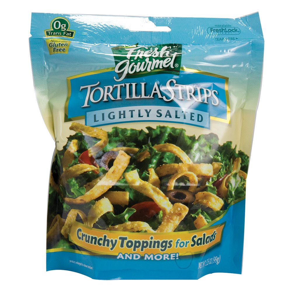 Wholesale Fresh Gourmet Lightly Salted Tortilla Strips 3.5 Oz Pouch- Bulk