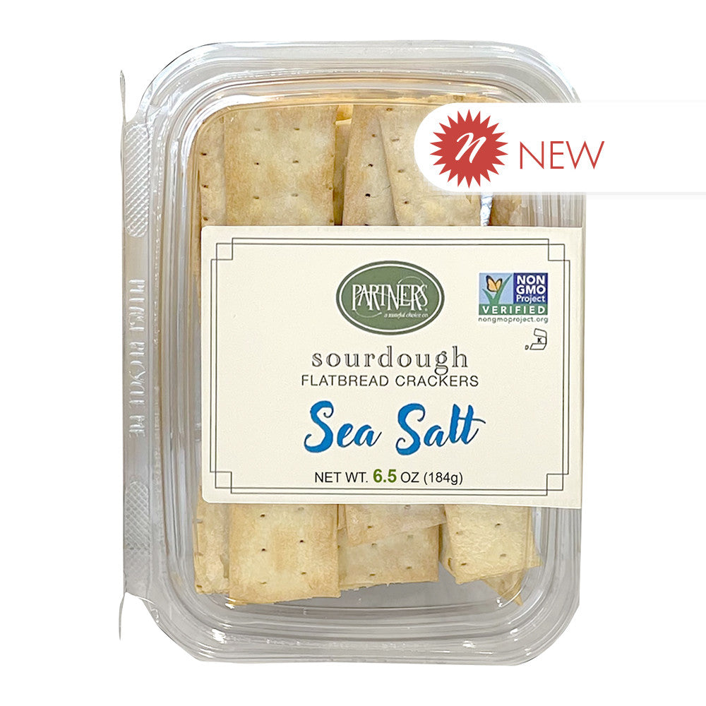 Wholesale Partners Sea Salt Sourdough Flatbread Crackers 6.5 Oz Tub- Bulk