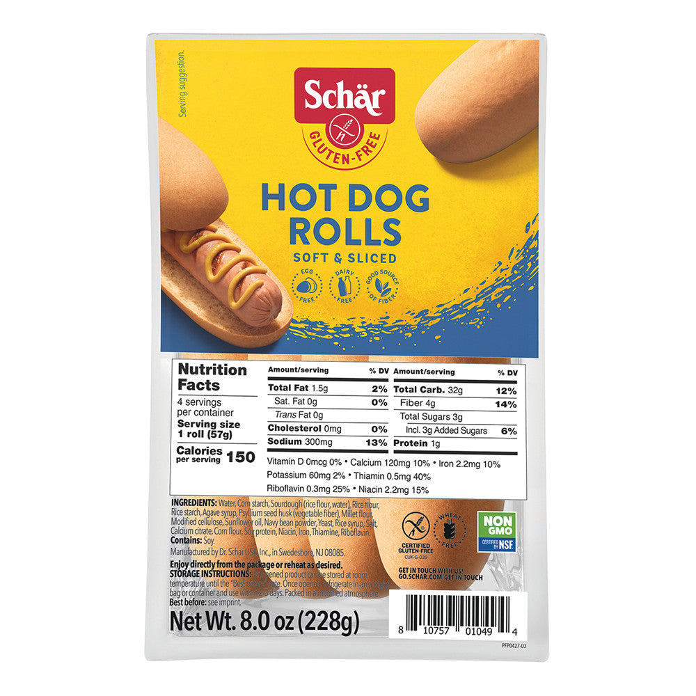 Wholesale Schar Gluten Free Hot Dog Buns 8 Oz Pouch- Bulk