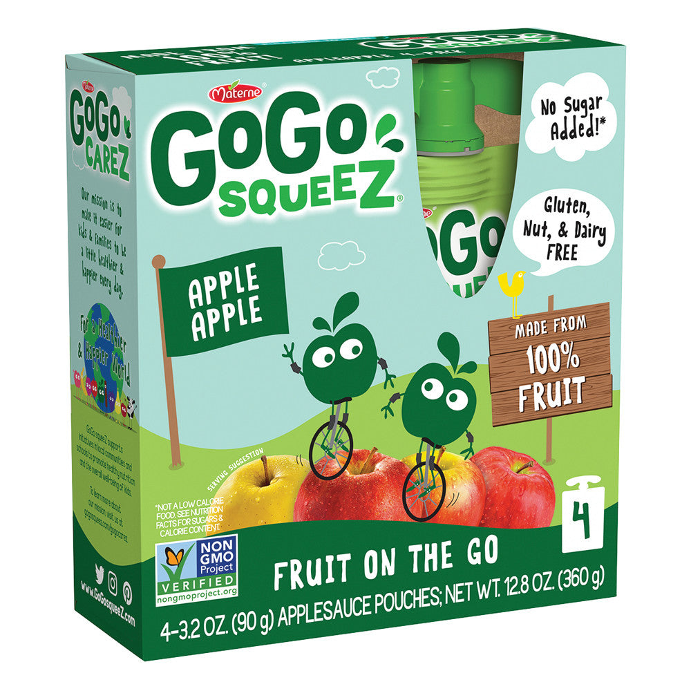 Wholesale Gogo Squeeze Apple Apple Applesauce On The Go 4 Pack 3.2 Oz Box- Bulk