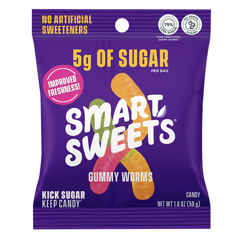 Wholesale Smart Sweets Gummy Worms 1.8 Oz Peg Bag- Bulk