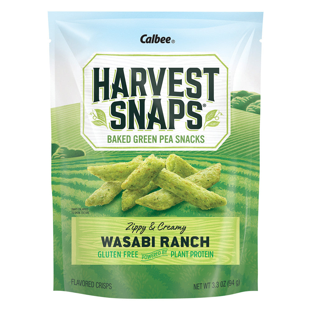 Wholesale Calbee Harvest Snaps Wasabi Ranch Snapea Crisps 3.3 Oz Pouch- Bulk