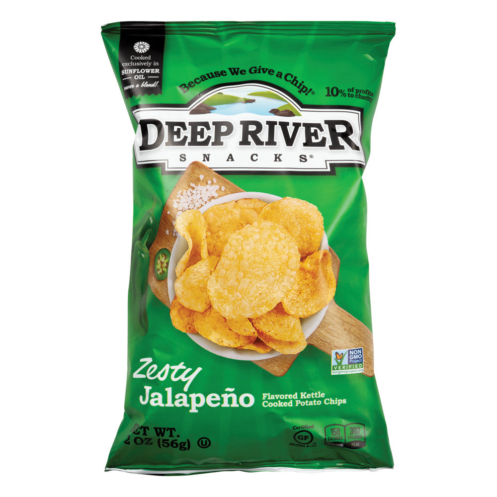 Wholesale Deep River Zesty Jalapeno Kettle Cooked Potato Chips 2 Oz Bag- Bulk