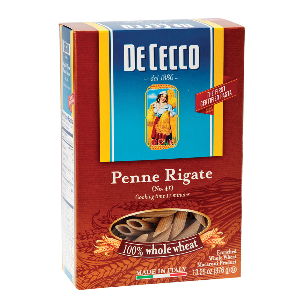Wholesale De Cecco 100% Whole Wheat Penne Rigate Pasta 13.25 Oz Box- Bulk