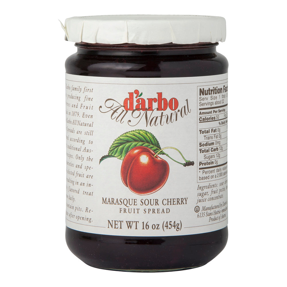 Wholesale D'Arbo Sour Cherry Fruit Spread 16 Oz Jar- Bulk