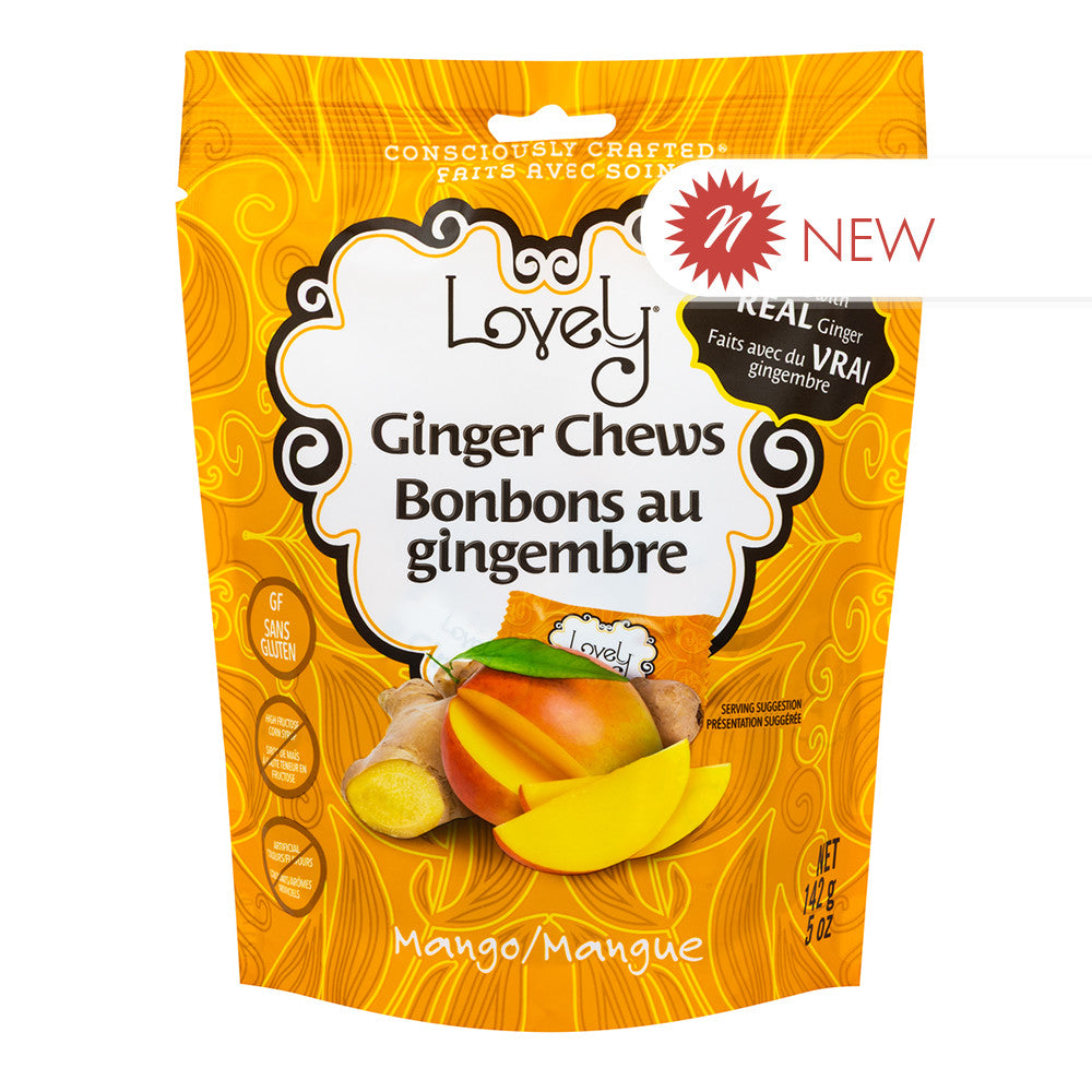 Wholesale Lovely Candy - Ginger Chews Mango - 5Oz- Bulk