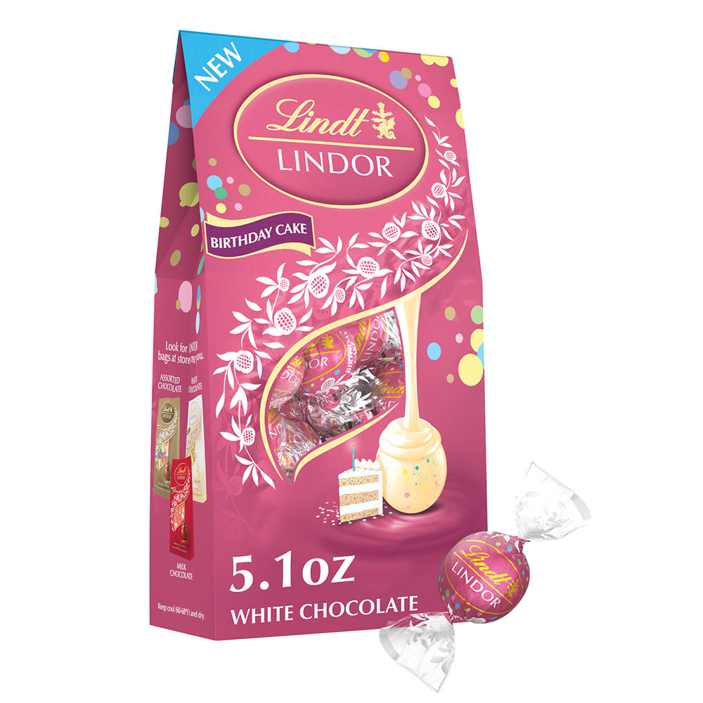 Wholesale Lindt Lindor Birthday Cake White Chocolate Truffles 5.1 Oz Bag- Bulk