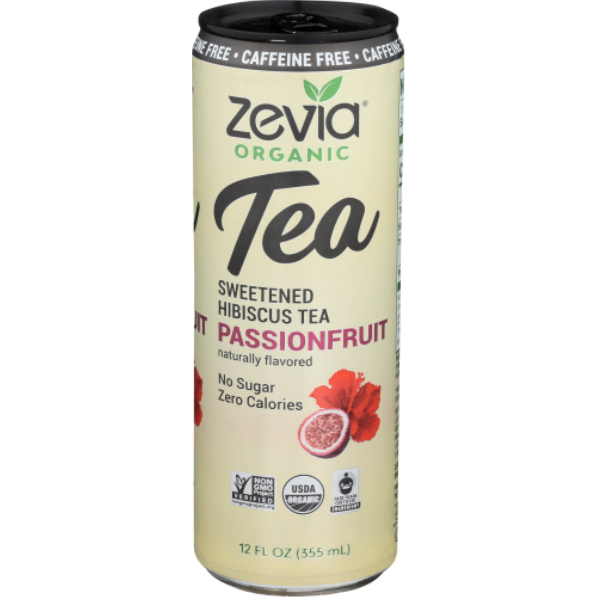 Zevia Organic Tea Organic Sweetened Hibiscus Tea Passion Fruit 12 Fl Oz Can