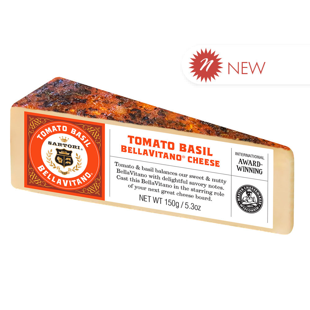 Wholesale Sartori Tomato Basil Bellavitano Cheese 5.3 Oz Wedge- Bulk