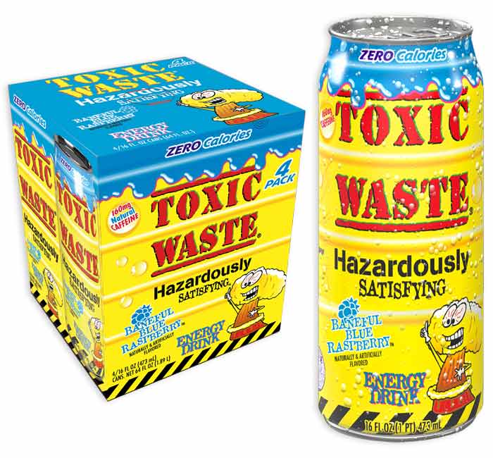 Toxic Waste Baneful Blue Raspberry Energy Drink 16 Oz *Not For Sale In Canada*