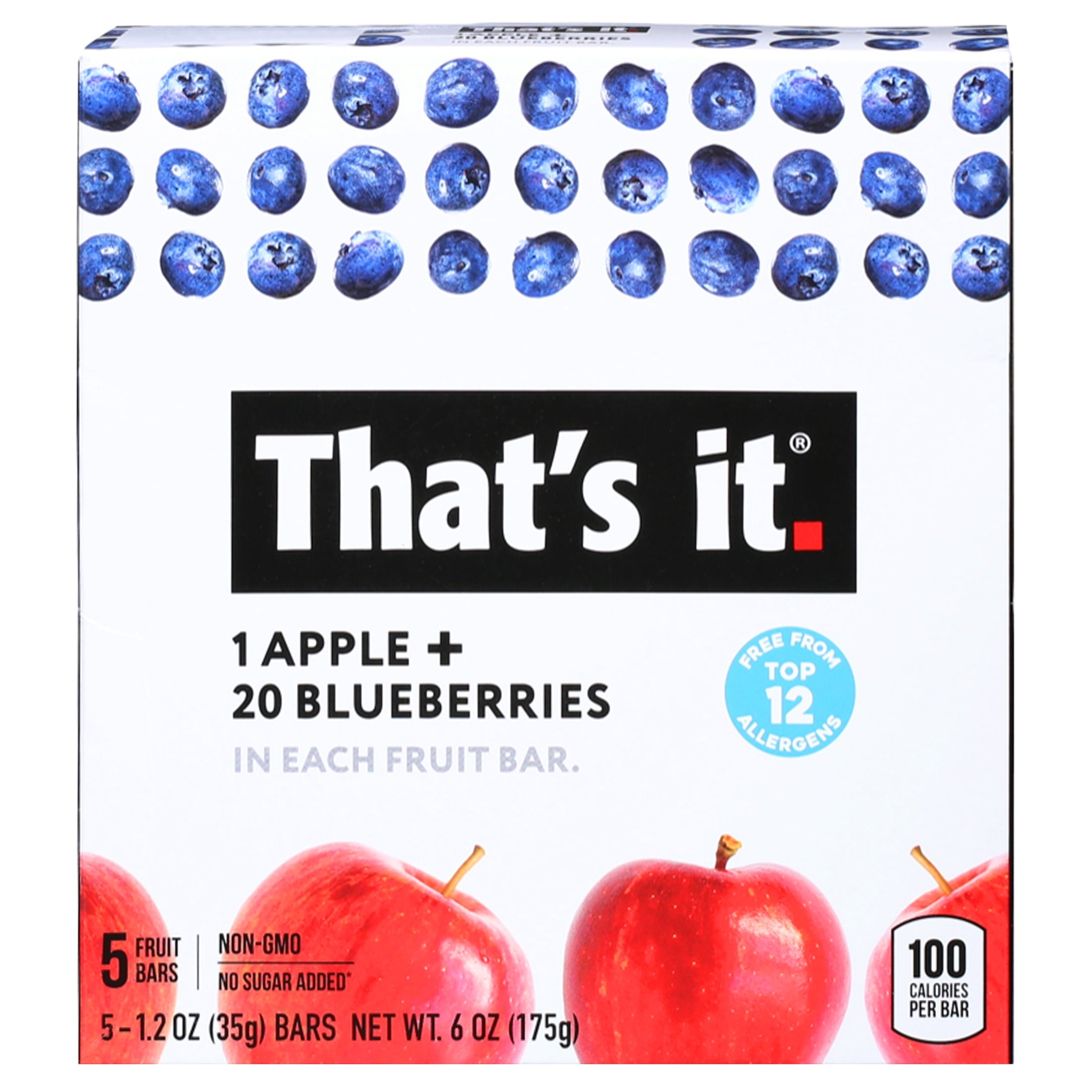 That's It Apple & Blueberries Fruit Bars 6 Oz Box