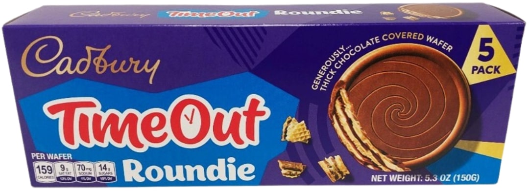 Wholesale Cadbury Timeout Roundie Milk Chocolate Wafers 5.3oz (150g)- Bulk