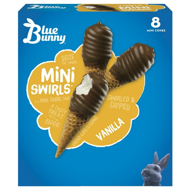 Blue Bunny Mini Swirls Vanilla Cones 2.25 Oz