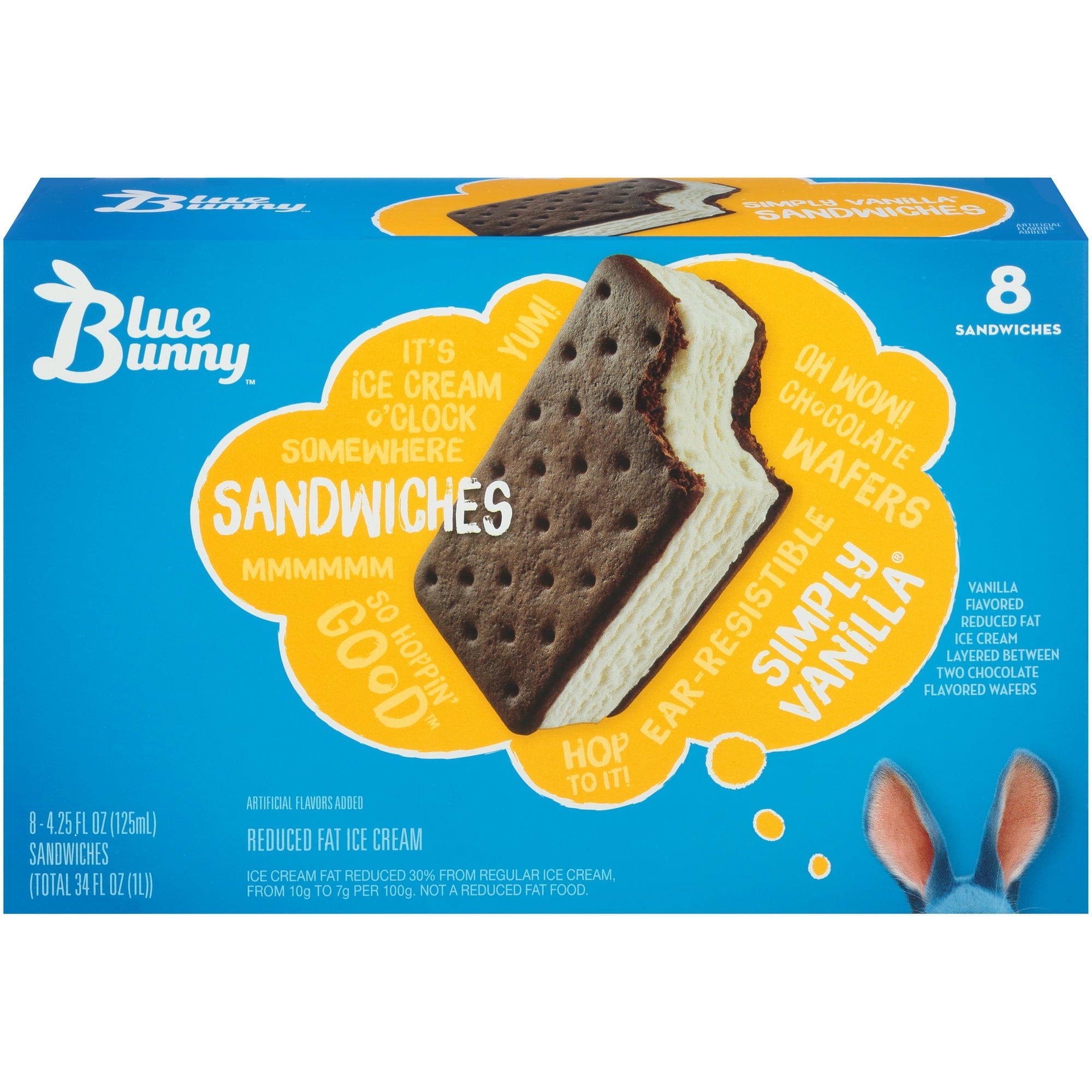 Blue Bunny Simply Vanilla Ice Cream Sandwich 6 Oz
