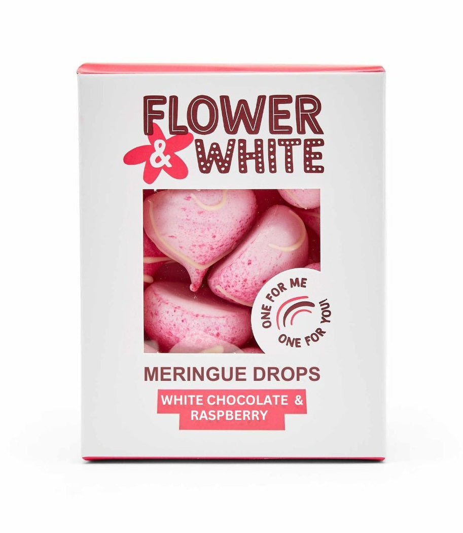 Wholesale Flower & White Chocolate Raspberry Meringue Drops 3.53oz (100g)- Bulk