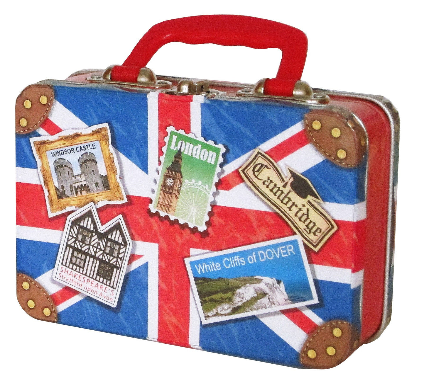 Wholesale Churchill's Union Jack Suitcase Tin, w/ English Toffees 5.3oz (150g)- Bulk