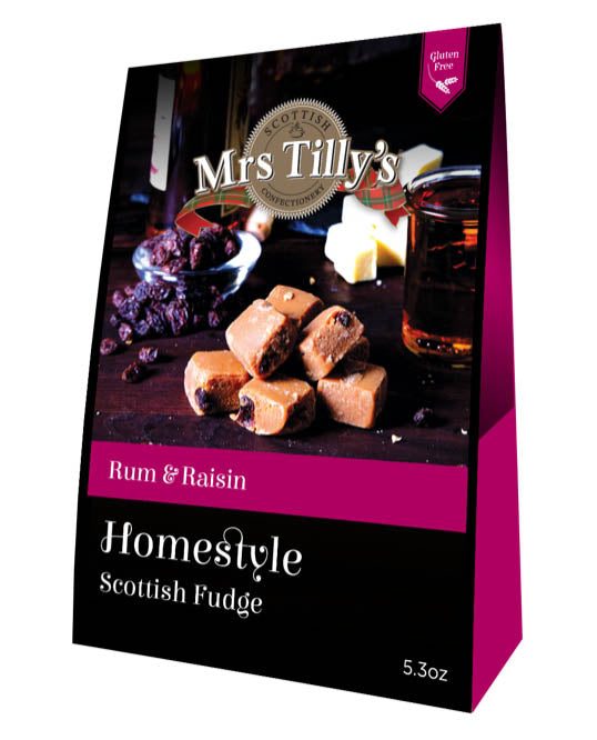 Mrs. Tilly's Rum & Raisin Fudge, Carton 5.29oz (150g)