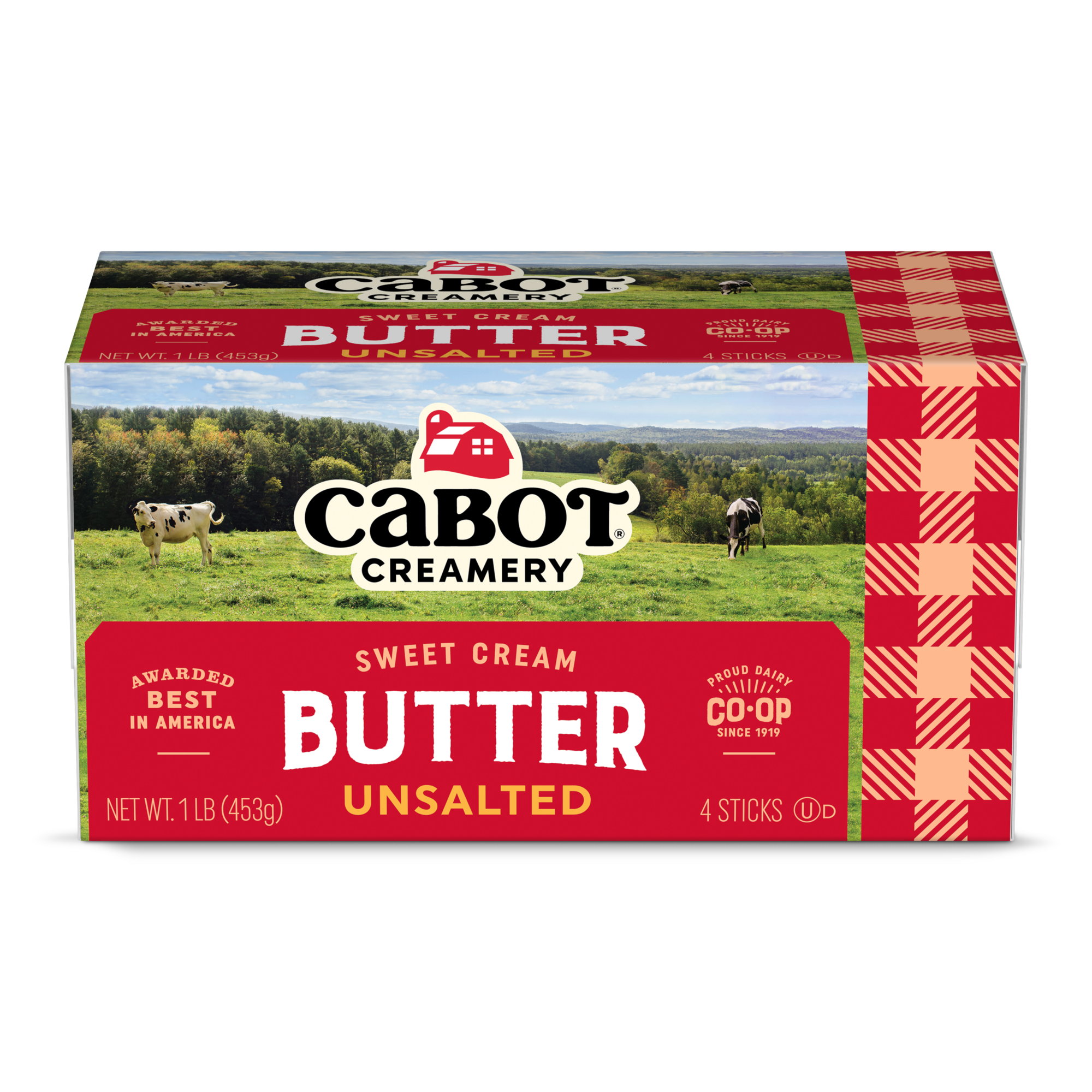 Cabot Unsalted Butter Quarters 1lb 18ct