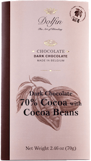 Dolfin 70 gram Extra Dark Bar with Cocoa Beans (70 percent cocoa) 2.5 OZ