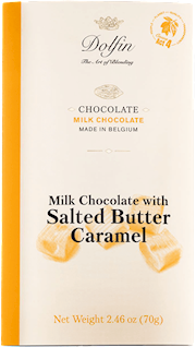 Dolfin 70 gram Milk Chocolate Bar with Caramel and Salted Butter 2.5 OZ