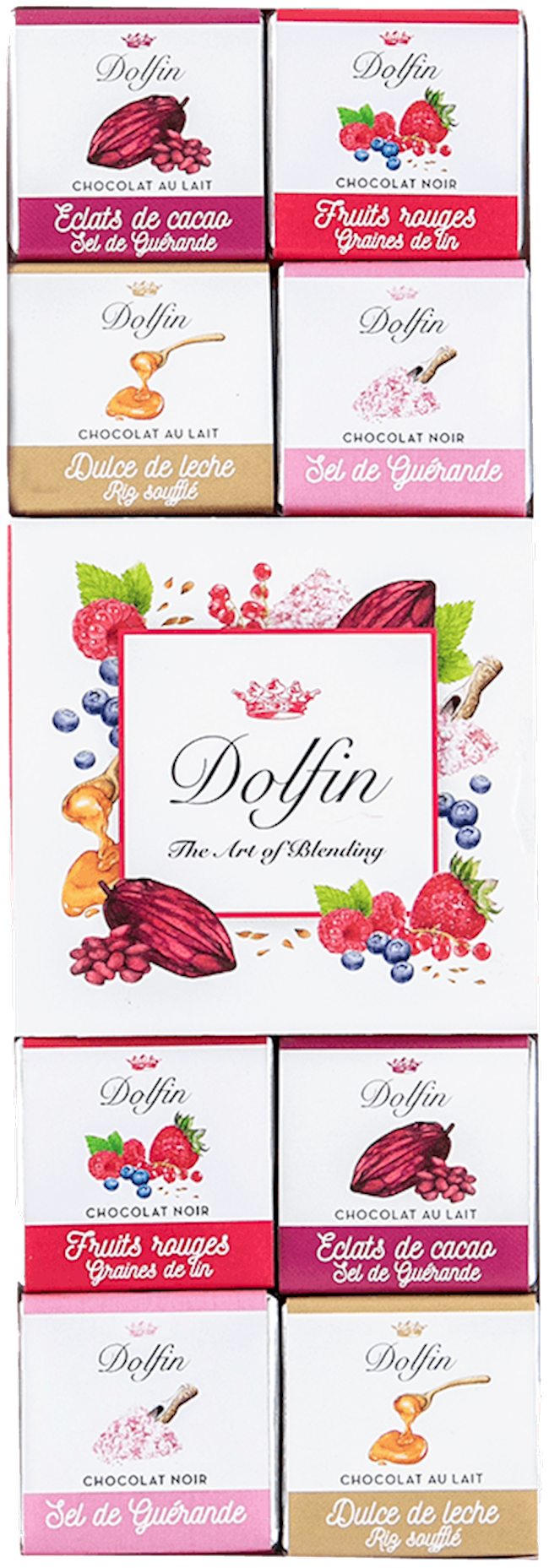 Wholesale Dolfin Chocolates 24 Piece Box with Neapolitans, Sugar, and Salt Mix (Variety Pack) 3.8 OZ- Bulk